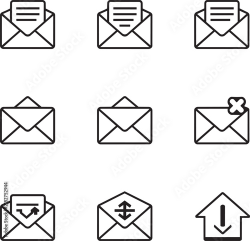 Minimalist Envelope Line Icon Set for Mail and Email Messaging
