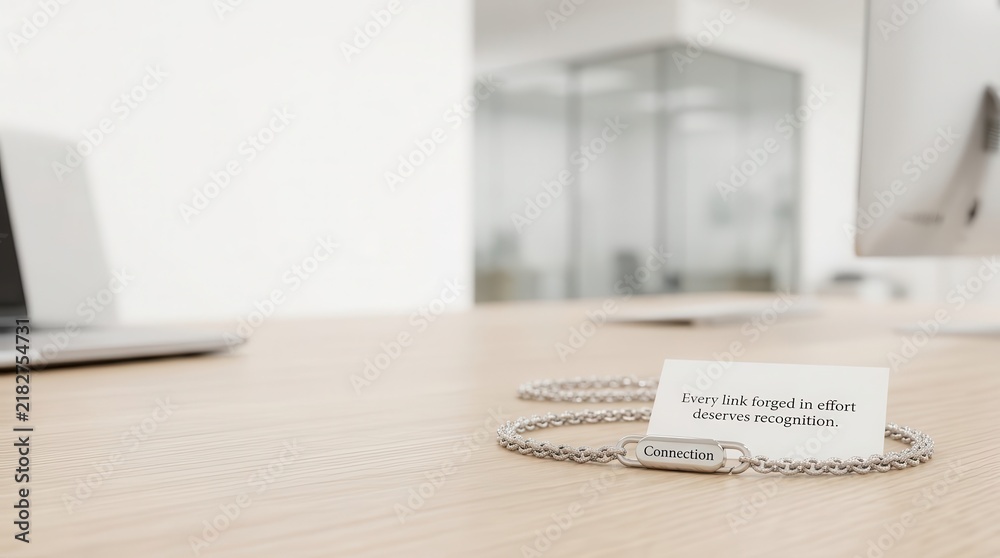 Obraz premium Silver chain with card reading Every link forges deserves recognition