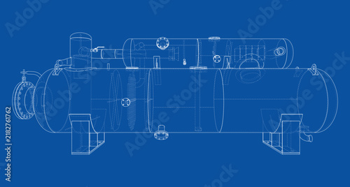 industrial pressure vessel blueprint. Vector