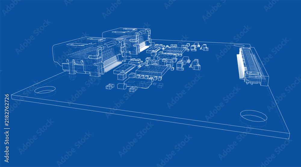 Fototapeta premium circuit board wireframe illustration. Vector