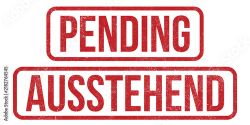 Quadro su tela Red pending and ausstehend rubber stamp marks, grunge bilingual approval status