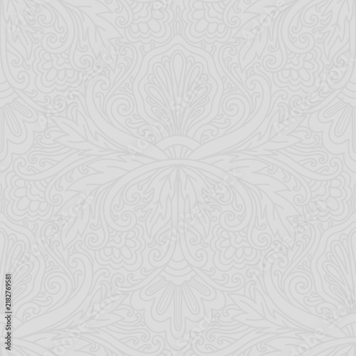 Damask style, paisley floral pattern, abstraction, swirl flowers, grey colors. Seamless floral pattern-1126.