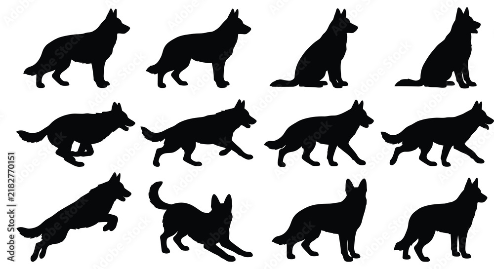 Obraz premium German_Shepherd_dog_silhouettes_?degine