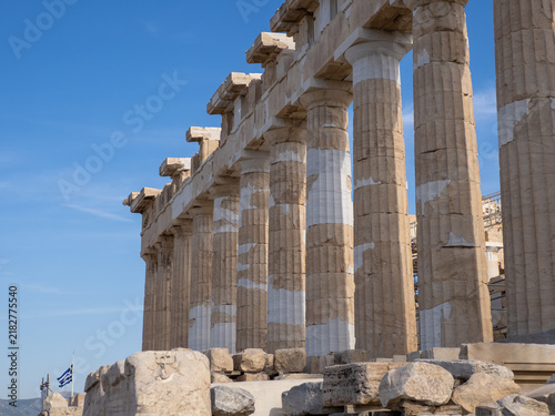 Fotografie Low angle view of Parthenon colonnade on the Acropolis, Athens