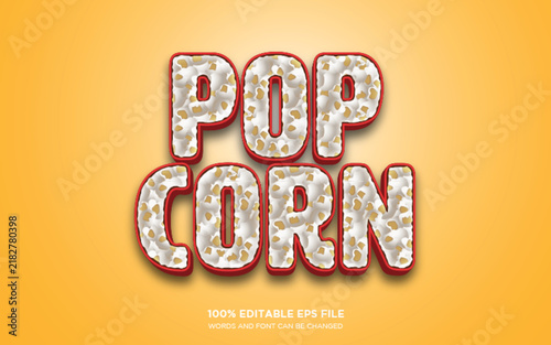 Popcorn 3D editable text style effect 