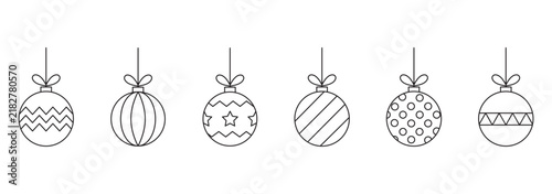 christmas frozen ornament ball outline icon set. Holiday Icons illustration.