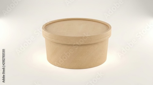 kraft paper food container with lid for takeout and delivery simple packaging mockup.