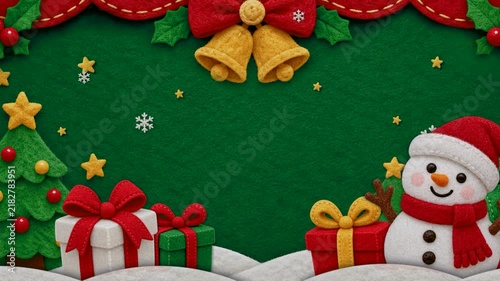Christmas Felt Craft Animation Background with Snowman and Gifts