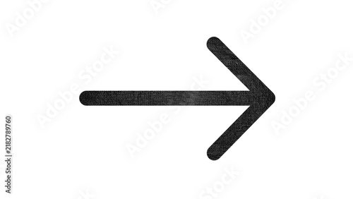 Black textured arrow icon pointing right on clean white background for business, direction, interface, web navigation, pointer, and symbol design.