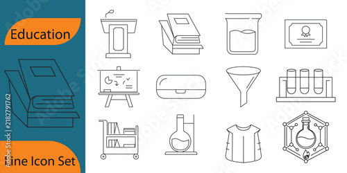 Education and science line icon set