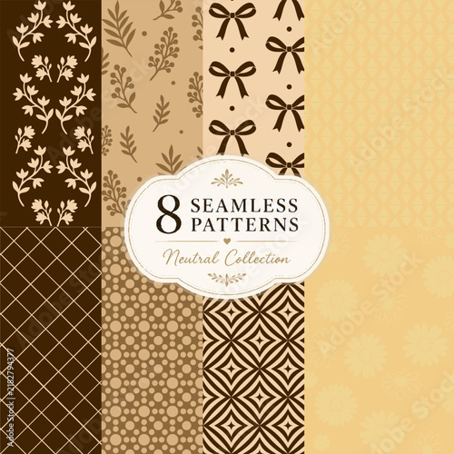 Retro geometric and botanical seamless textures pack