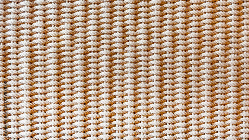 Quadro su tela Close up of beige woven rope texture background seamless pattern natural fiber mat sisal carpet detail braided rug weave surface material template for interior design floor covering background