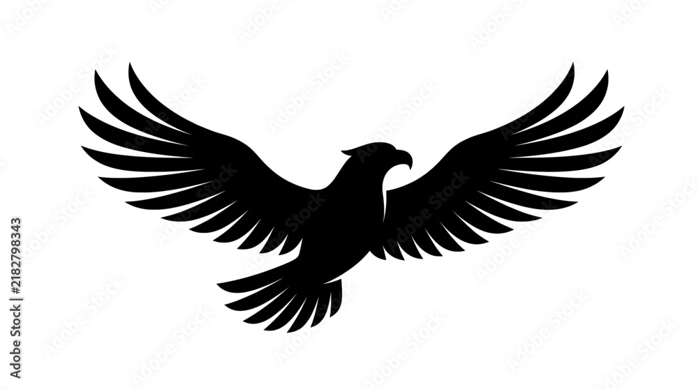 Obraz premium Majestic American bald eagle flying with spread wings silhouette
