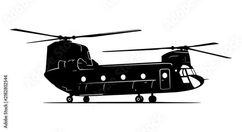 Isolated silhouette of a heavy transport helicopter