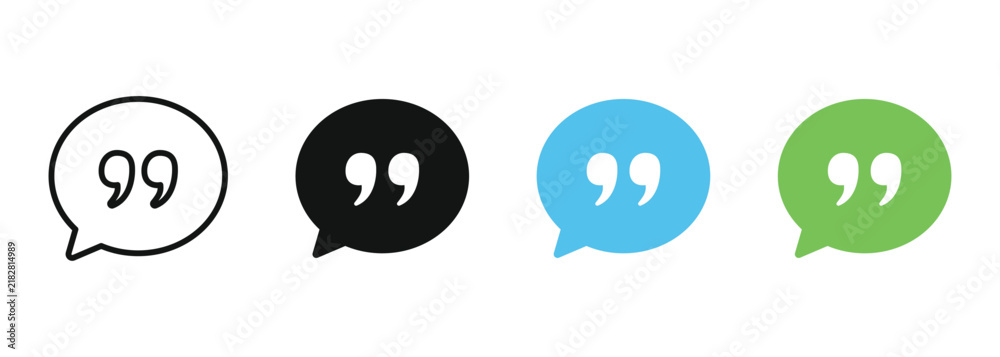 Fototapeta premium Quotation marks and speech bubble icons. Customer testimonial chat and message discussion symbols