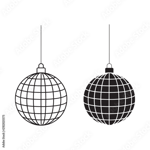 Disco balls with hanging cords black and white silhouette style