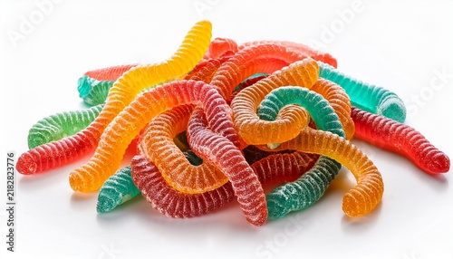 gummy worm candies isolated on white background isolated background on white