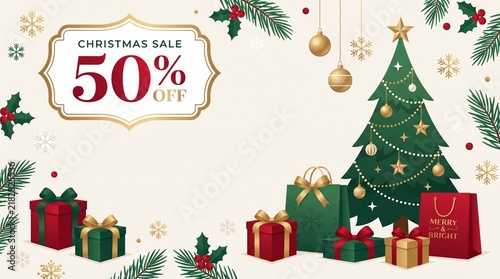 Christmas Sale Shopping Promotion Vector Illustration

