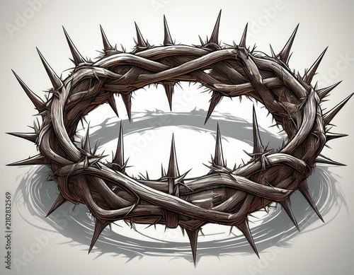 detailed crown of thorns with realistic texture and symbolic design isolated on white background