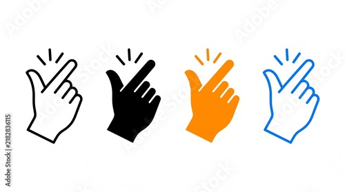 Set of finger snapping icons showing a hand gesture for success or easy task completion.