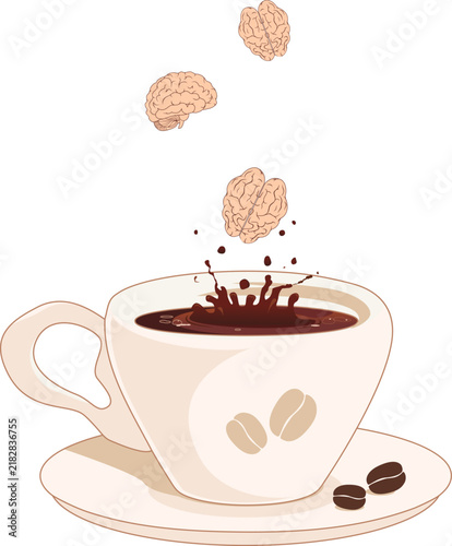 Coffee charging the brain — concept of mental energy and focus