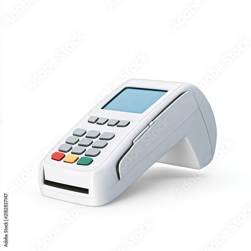 Obraz na płótnie White electronic payment terminal device with numeric keypad and screen
