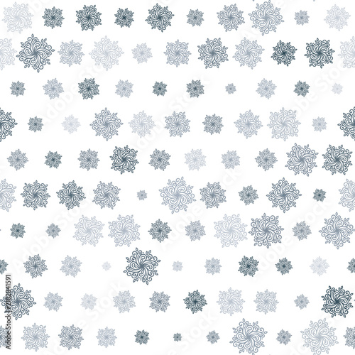 Seamless Floral Mandala Pattern in Shades of Grey
