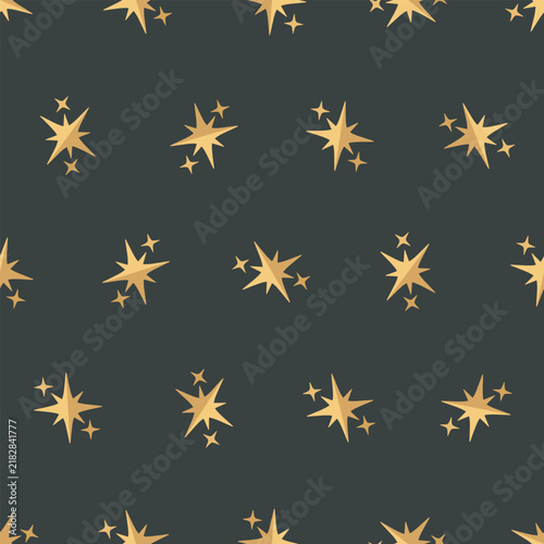 Seamless Golden Star Pattern on Dark Background