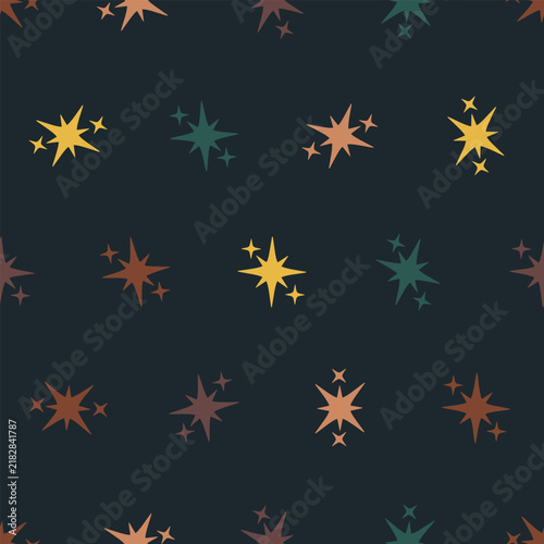 Seamless Pattern of Starbursts in Earthy Tones