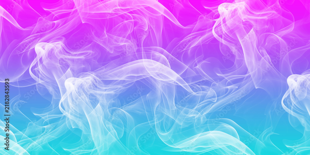 Fototapeta premium Abstract background with flowing white smoke on a vibrant pink and blue gradient