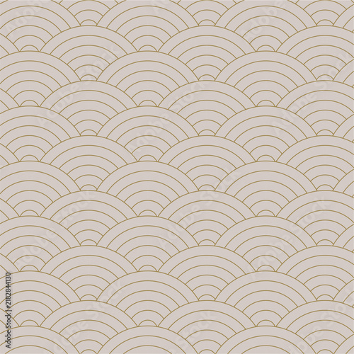 Japanese wave pattern wallpaper featuring traditional oriental line art for interior design projects
