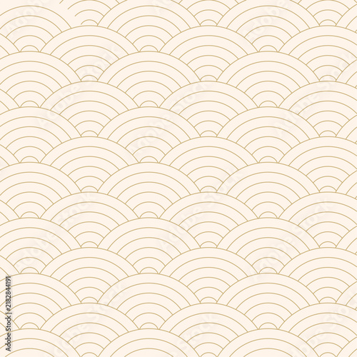 Beige geometric wave pattern backdrop featuring traditional Japanese style for elegant interior