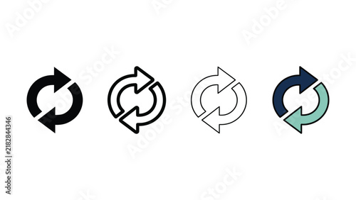 Картината върху платно Four variations of circular refresh and reload arrow