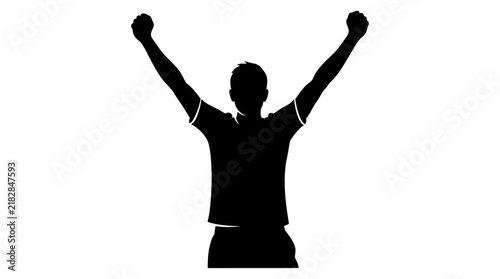 Canvastavla Silhouette of a person with arms raised in a celebratory pose