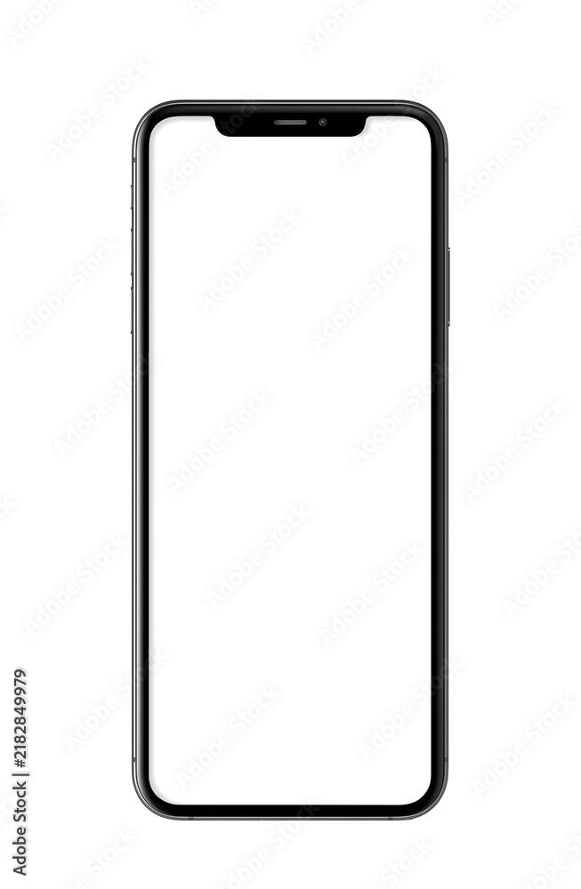 Obraz premium Modern smartphone with black frame and transparent screen isolated on transparent background