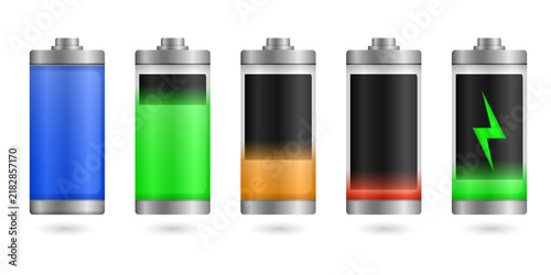 Quadro su tela Battery level icons for digital devices transparent background