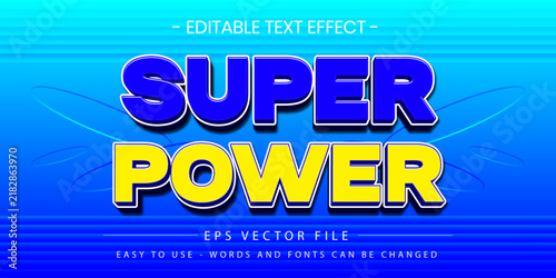Super Power superhero editable text effect vector illustration
