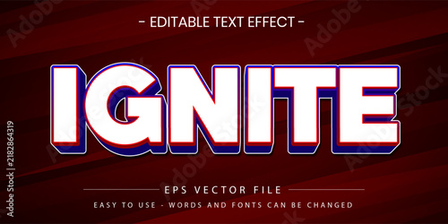 Ignite fiery editable text effect vector illustration