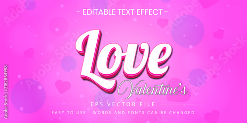 Love Valentine's day editable text effect vector illustration