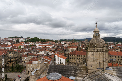 View of Praza da Inmaculada from the Cathedral Rooftops, Santiago de Compostela, Galicia, Spain