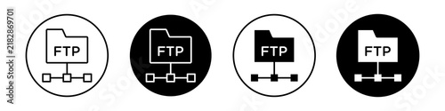Bild auf Leinwand FTP icon flat outline in black