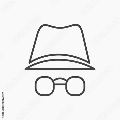 Bild auf Leinwand Incognito icon flat outline in black