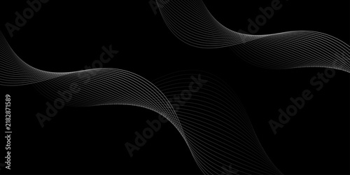 Black background vector abstract wavy line dynamic curve wave element