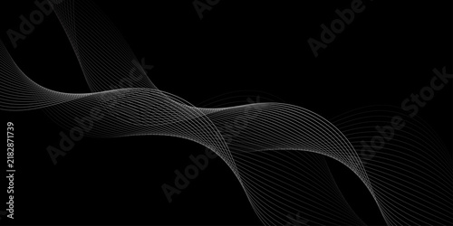 Black background vector abstract wavy line dynamic curve wave element