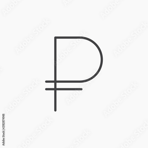 Plakat Ruble icon flat outline in black