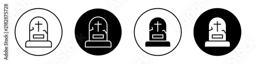 Foto Tombstone icon flat outline in black