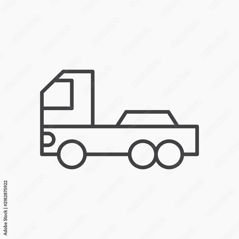 Fototapeta premium Truck container empty icon flat outline in black