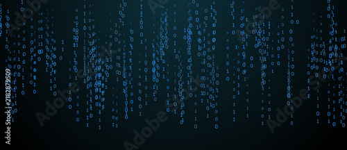 Obraz na płótnie Falling numbers on screen. Technology stream binary code.