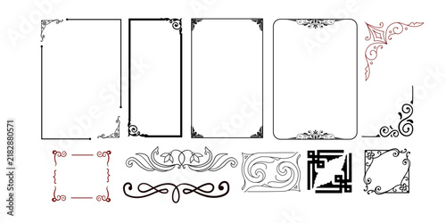 Classic Frames Design Set, frame set, Decorative Frames, fineline outer element set, vintage design element, text frame. side design element, blank frame.    