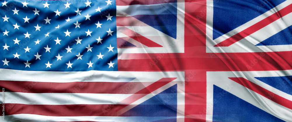 Fototapeta premium American flag and UK flags united together